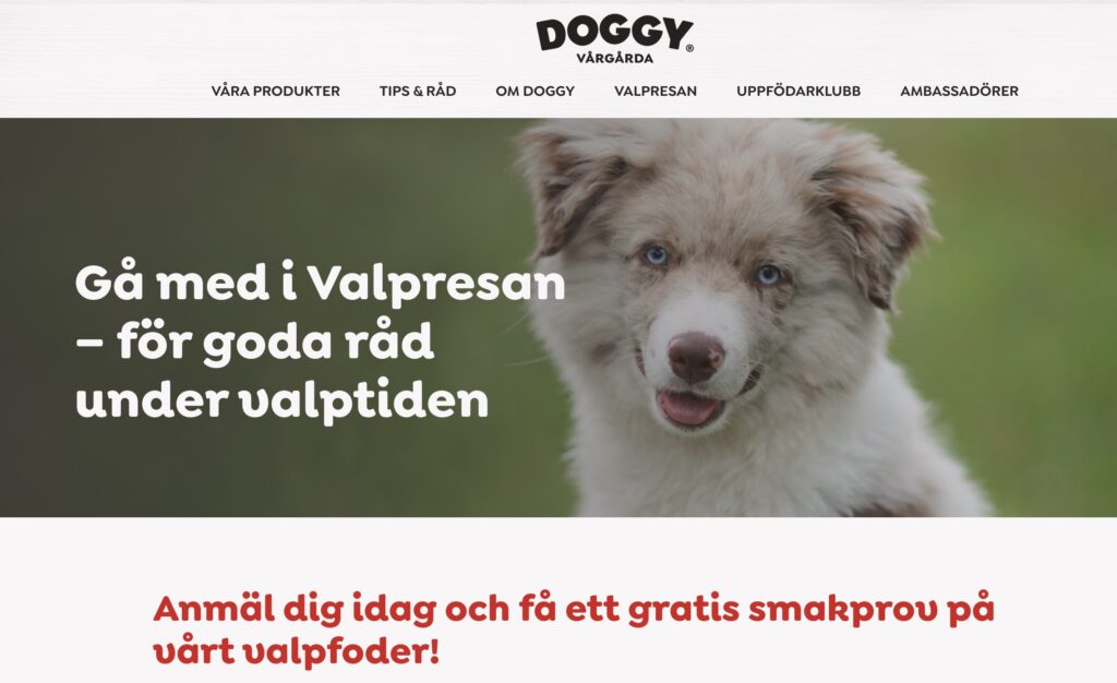 Gratis varuprov på valpfoder